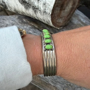 Vintage Sterling Silver and Gaspeite Bracelet Signed M