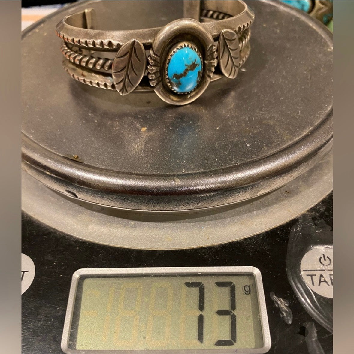 Vintage Atkinson Trading Company Sterling Silver and Turquoise Heavy Gauge Cuff Bracelet