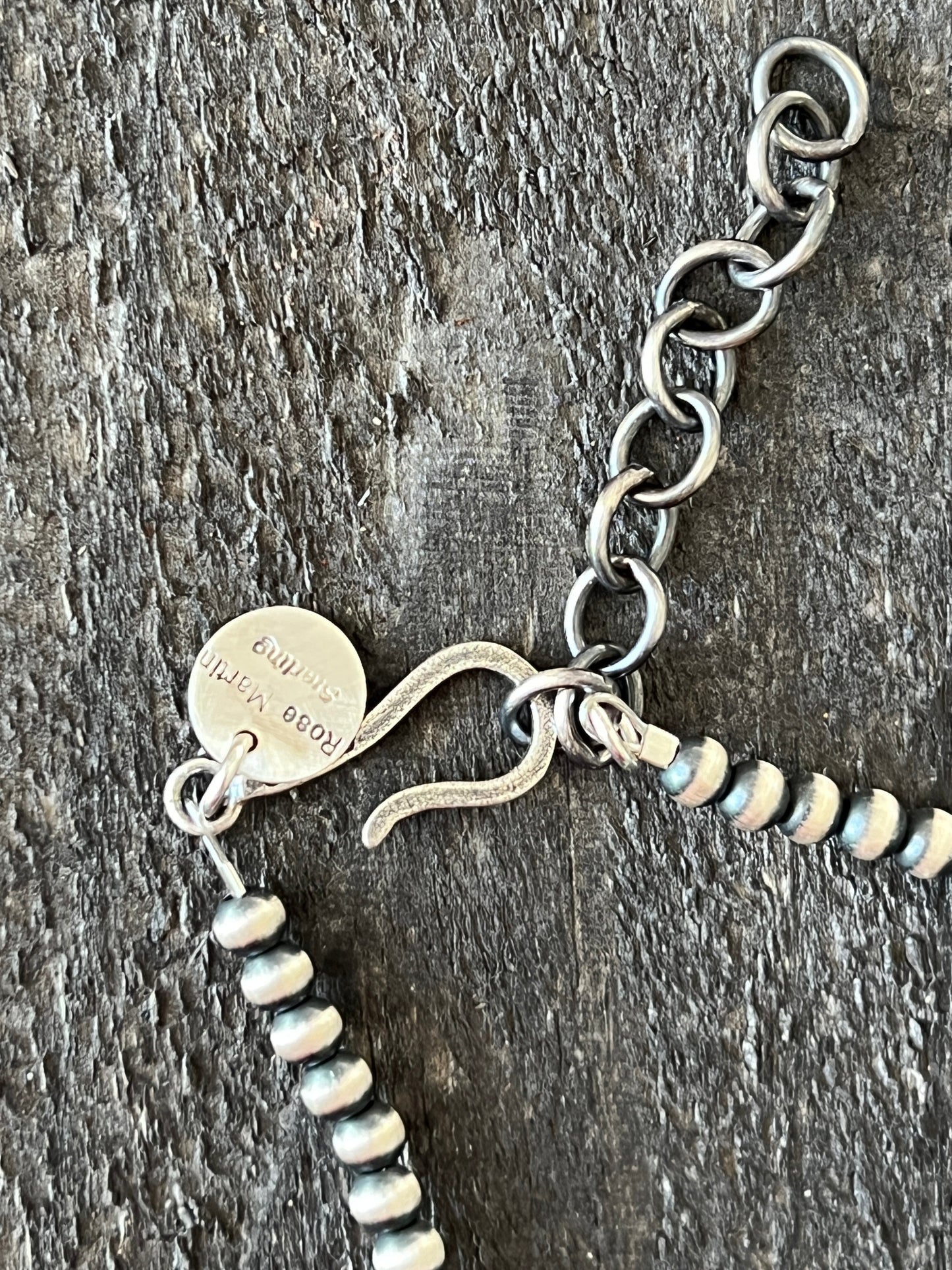 Navajo Made Electric Rainbow Sterling Silver, Turquoise and Spiny Oyster Single Strand Beaded Necklace by Rose Martin, 20 + 2 Inches