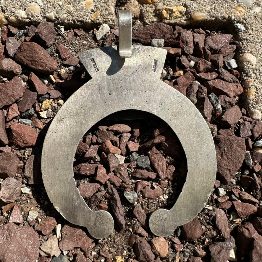 Navajo Made Sterling Silver and Turquoise Naja Pendant by Robert Chee