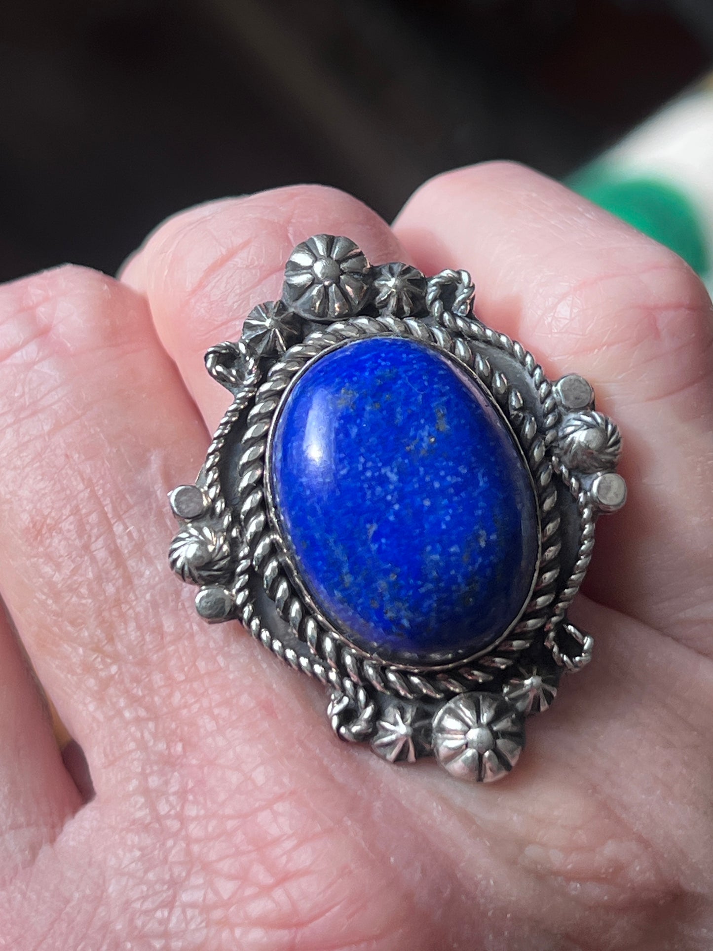 Rosella Paxson Sterling Silver and Lapis Lazuli Single Stone Ring, Size 7-7.5