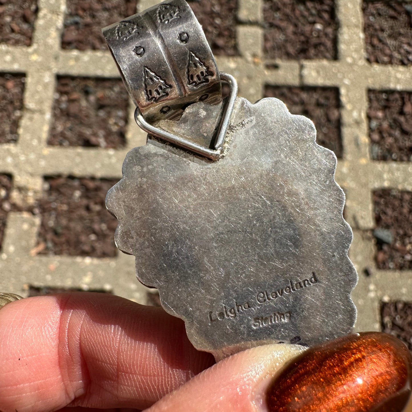 Navajo Made Sterling Silver and Turquoise Pendant by Leigha Cleveland