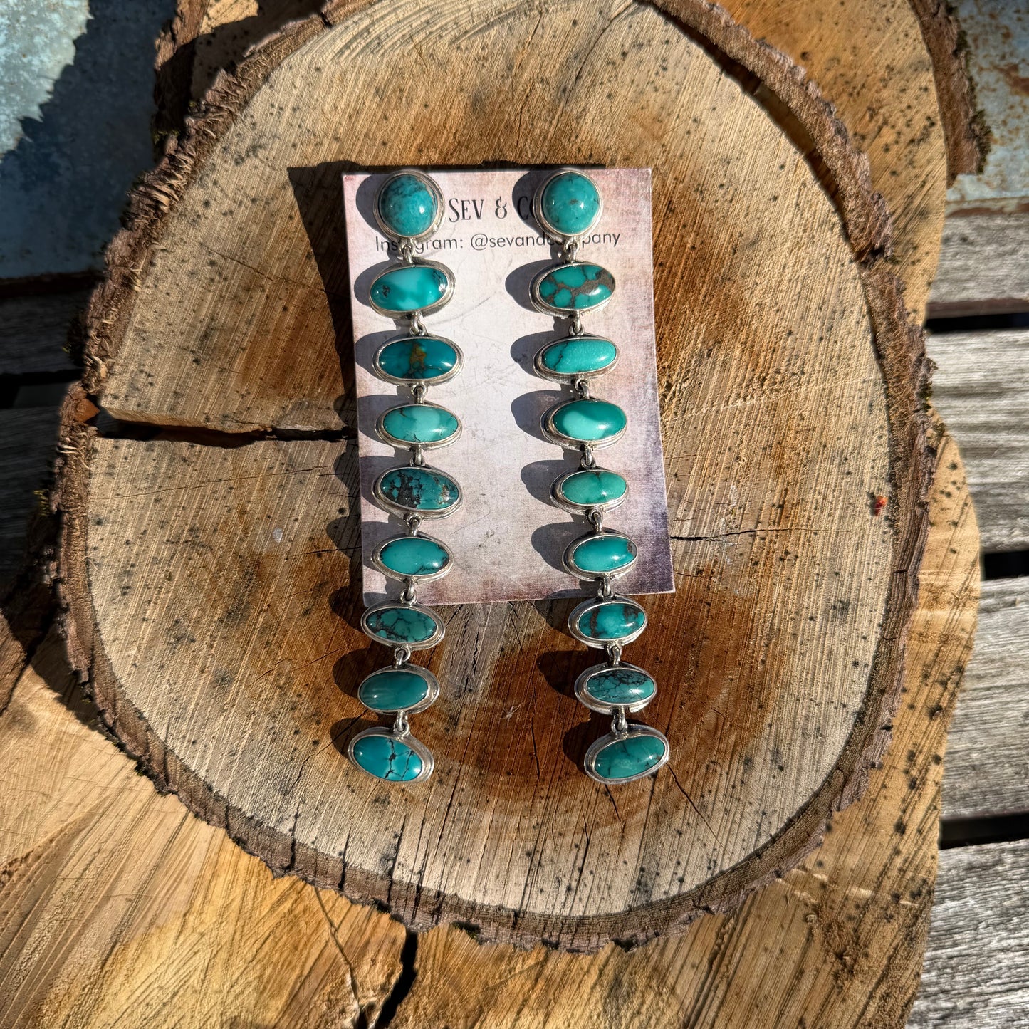 Sterling Silver Turquoise XL 9 Stone Earrings by Federico Jimenez