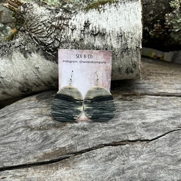 Native Made Sterling Silver and Banded Agate Slab Earrings