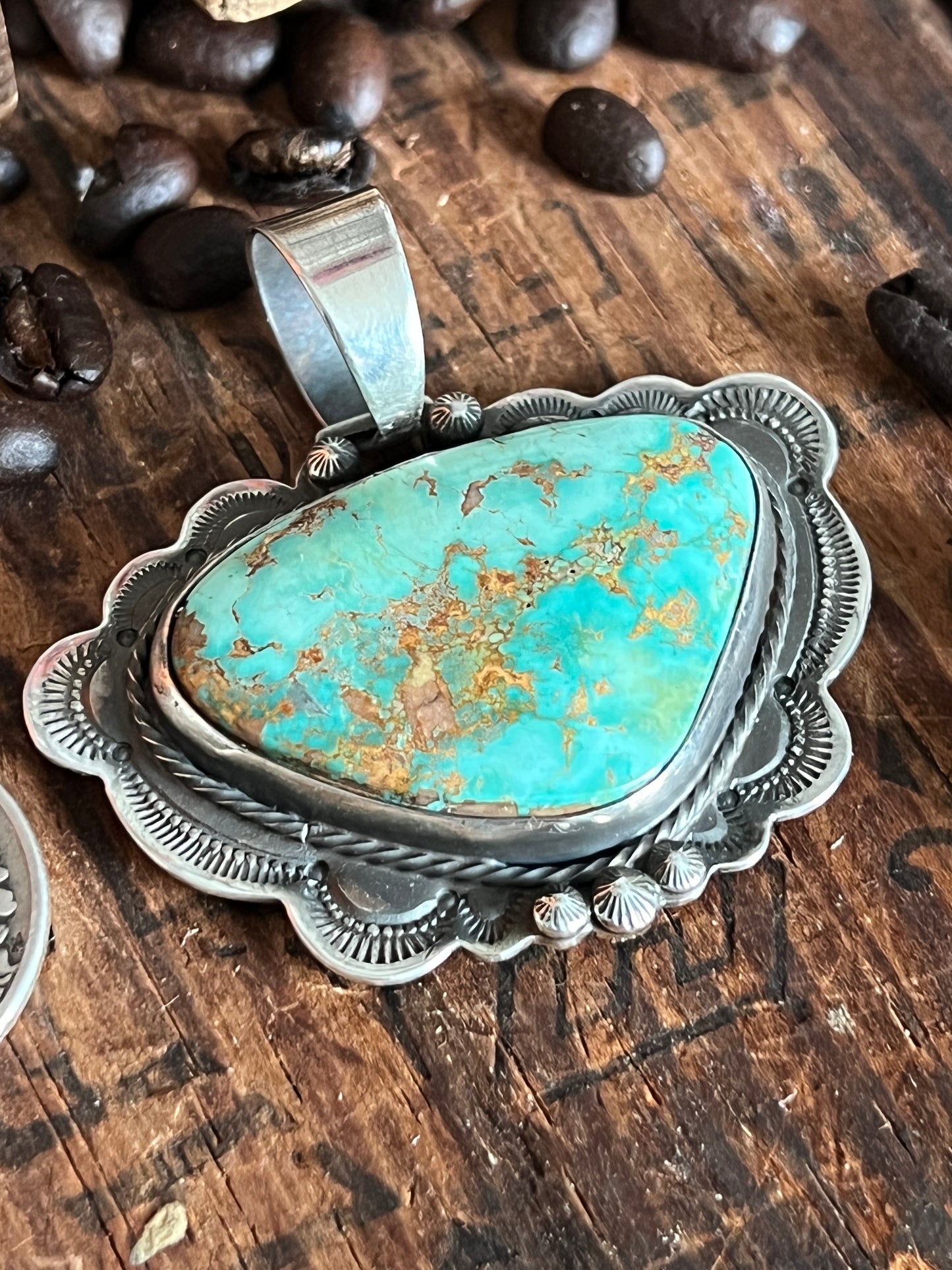 Sterling Silver and Royston Turquoise Pendant by Kimari Somers