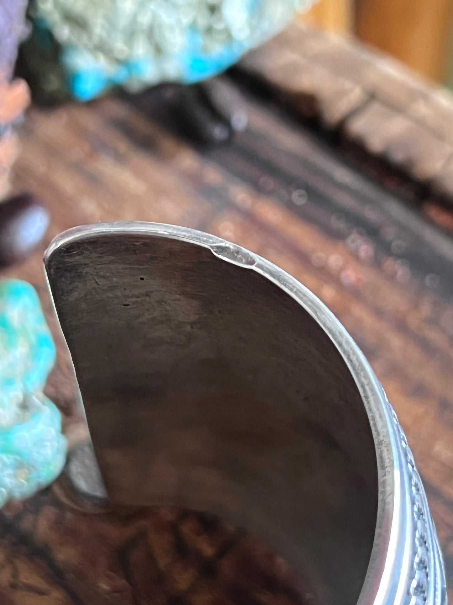 Hefty Sterling Silver Deep Stamped Cuff Bracelet by Andy Cadman