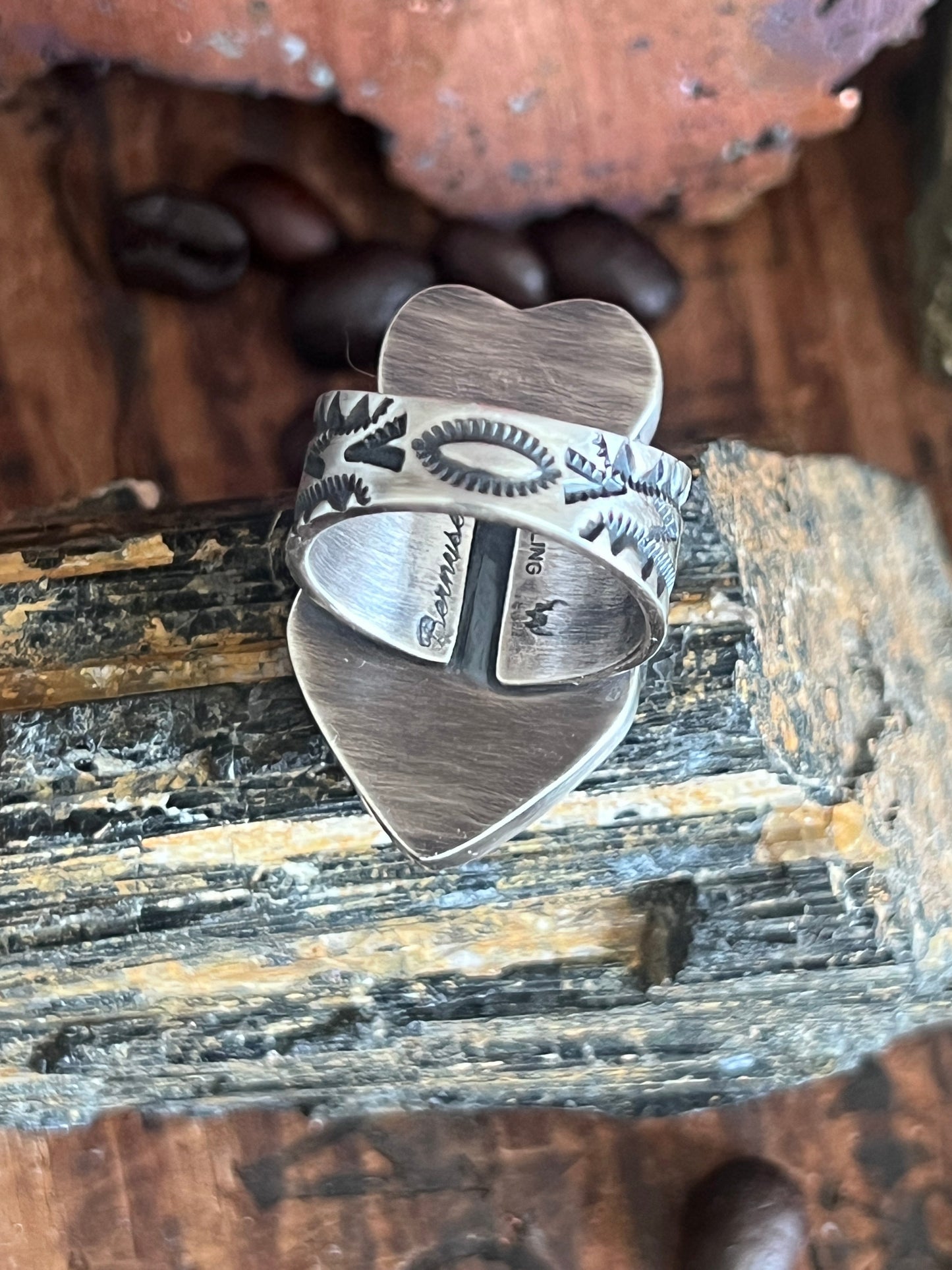 Bernyse Chavez Handcrafted Purple and Orange Spiny Oyster Heart Ring
