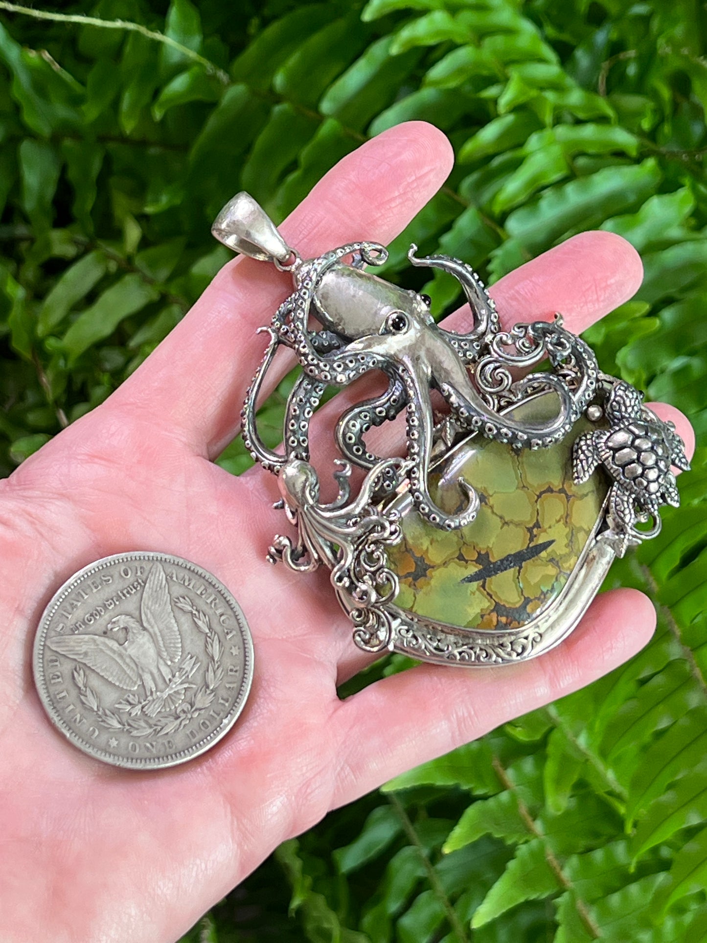 Sterling and Hubei Turquoise Sea Life Pendant