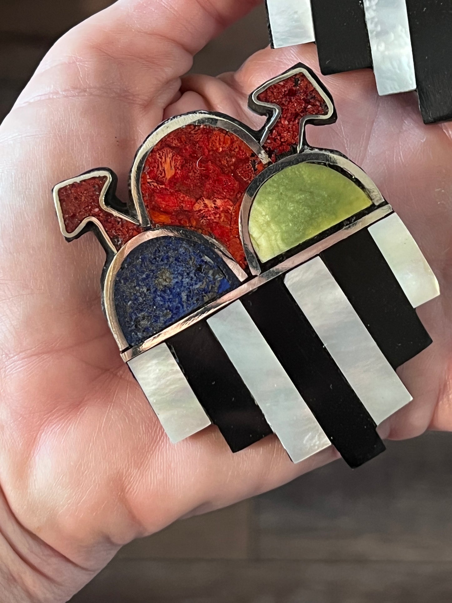 Warren Nieto Sterling Silver and Inlaid Stone Monsoon Cloud Pendants