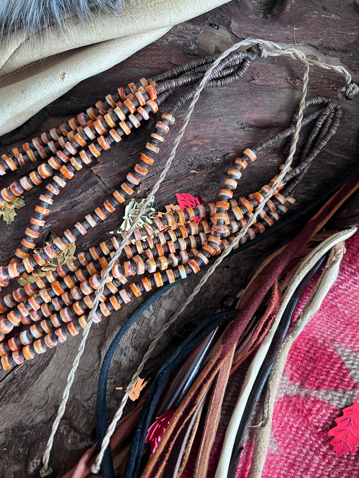 Warren Nieto Inlay Turquoise and Spiny Oyster Thunderbird  Necklace & Earrings Set