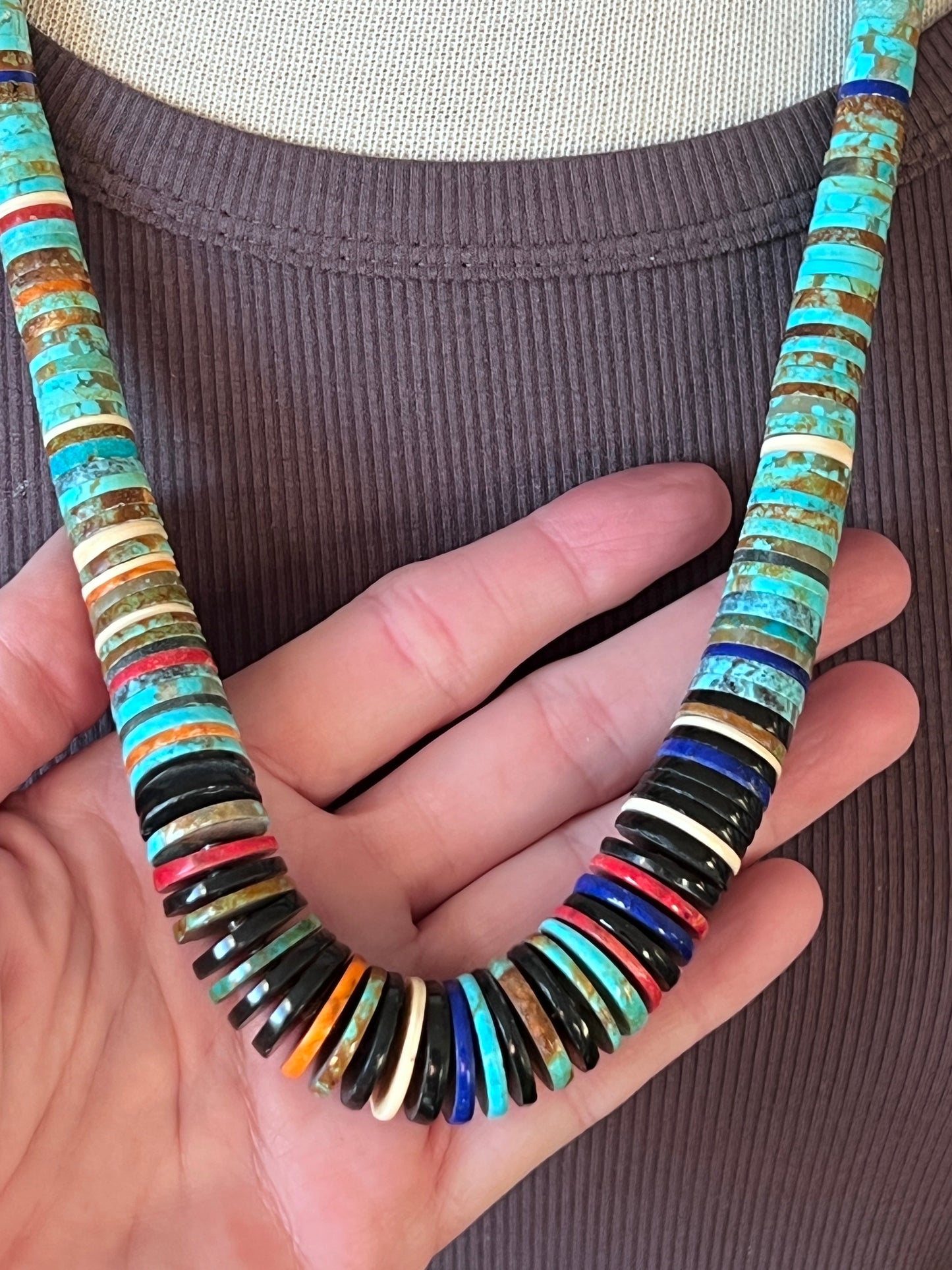 Ronald Chavez Handcrafted Multistone Heishi Beaded Necklace, #2