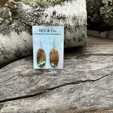 Artisan Made Sterling Silver and Australian Spotty Turquoise Oval Slab Earrings