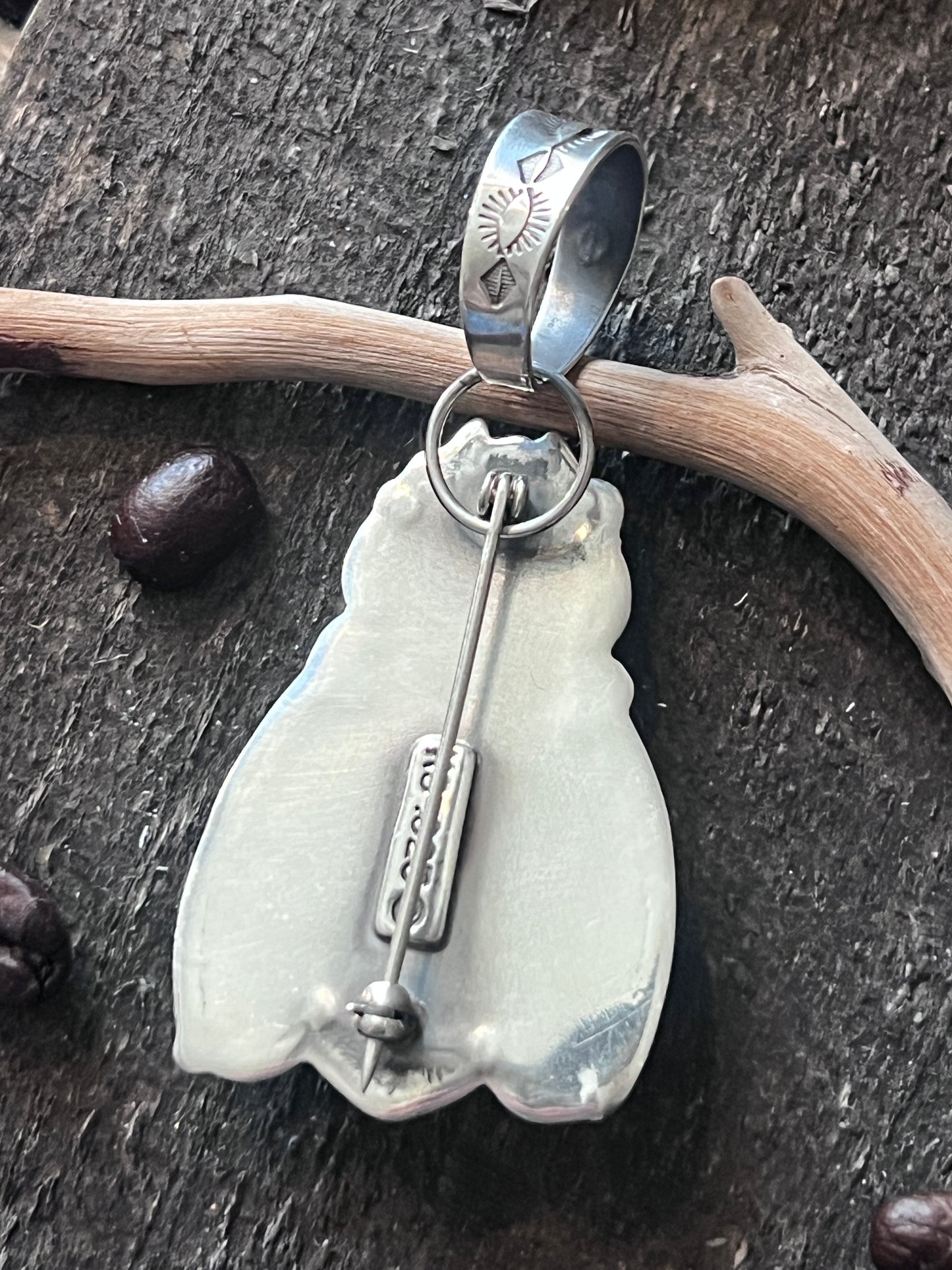Kimari Somers Sterling Silver and Royston Turquoise Moth Pin/Pendant