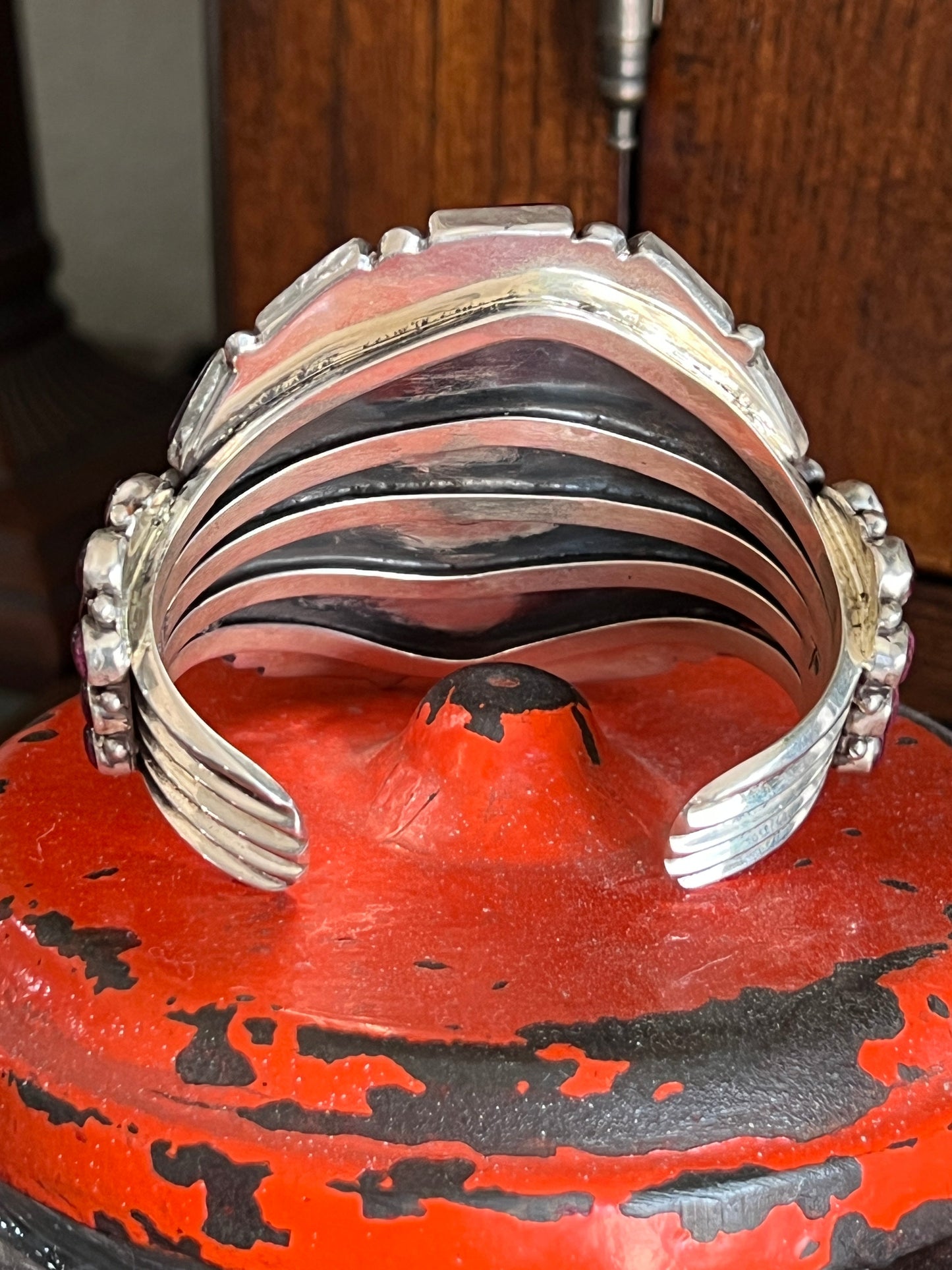Navajo Sterling Silver and Purple Spiny Oyster Cuff Bracelet by Tyler Brown