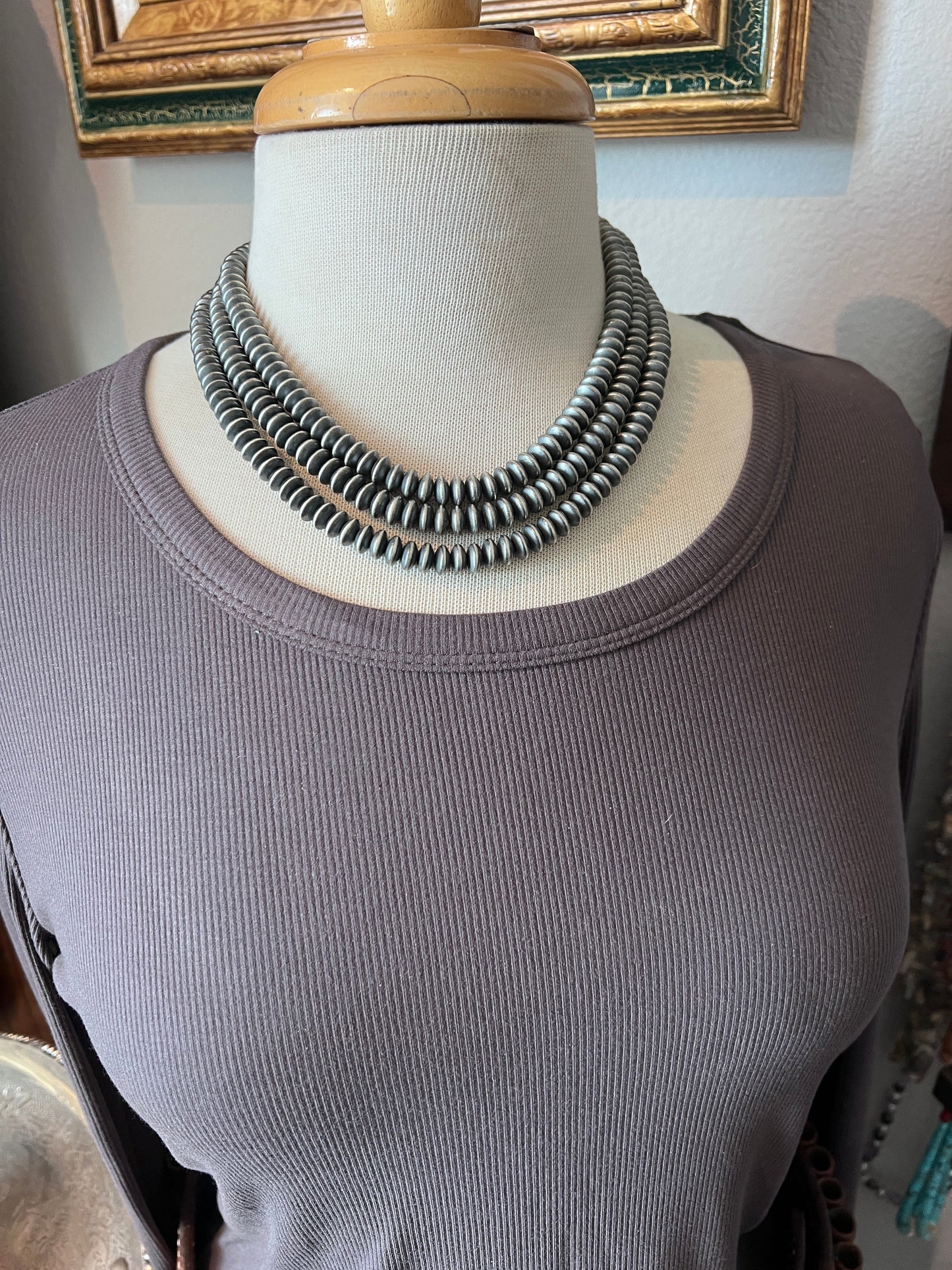 8.5mm Old Pawn Handcrafted Sterling Silver Saucer Pearl Beaded Necklaces