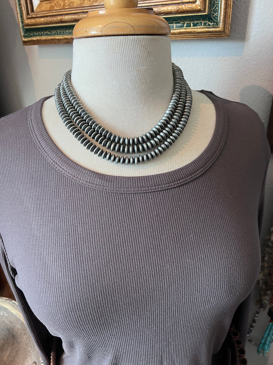 8.5mm Old Pawn Handcrafted Sterling Silver Saucer Pearl Beaded Necklaces