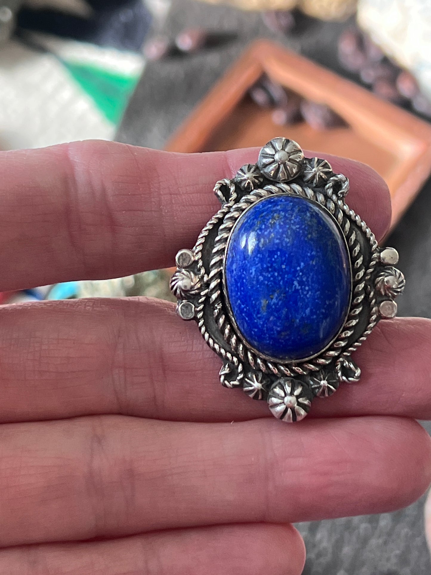 Rosella Paxson Sterling Silver and Lapis Lazuli Single Stone Ring, Size 7-7.5