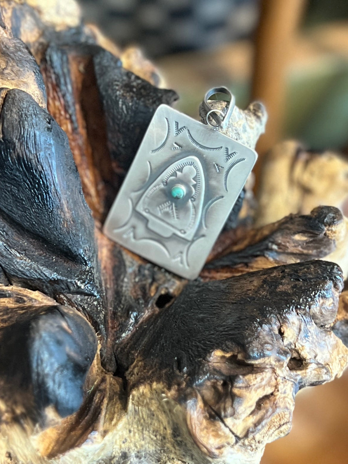 Hand Stamped Sterling Silver Fred Harvey Era Inspired Arrowhead Tag Pendant by Kimari Somers