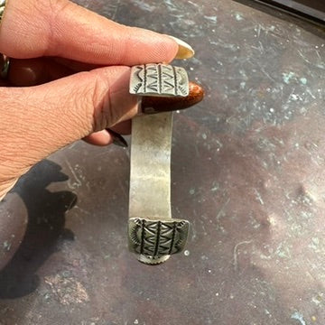 Navajo Made Sterling Silver Wild Horse Magnesite Cuff Bracelet, by Derrick Cadman