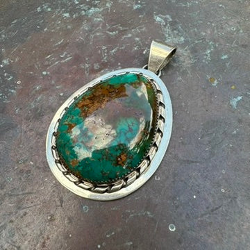 Artisan Made Sterling Silver and Turquoise Pendant by Blazing Fox Designs