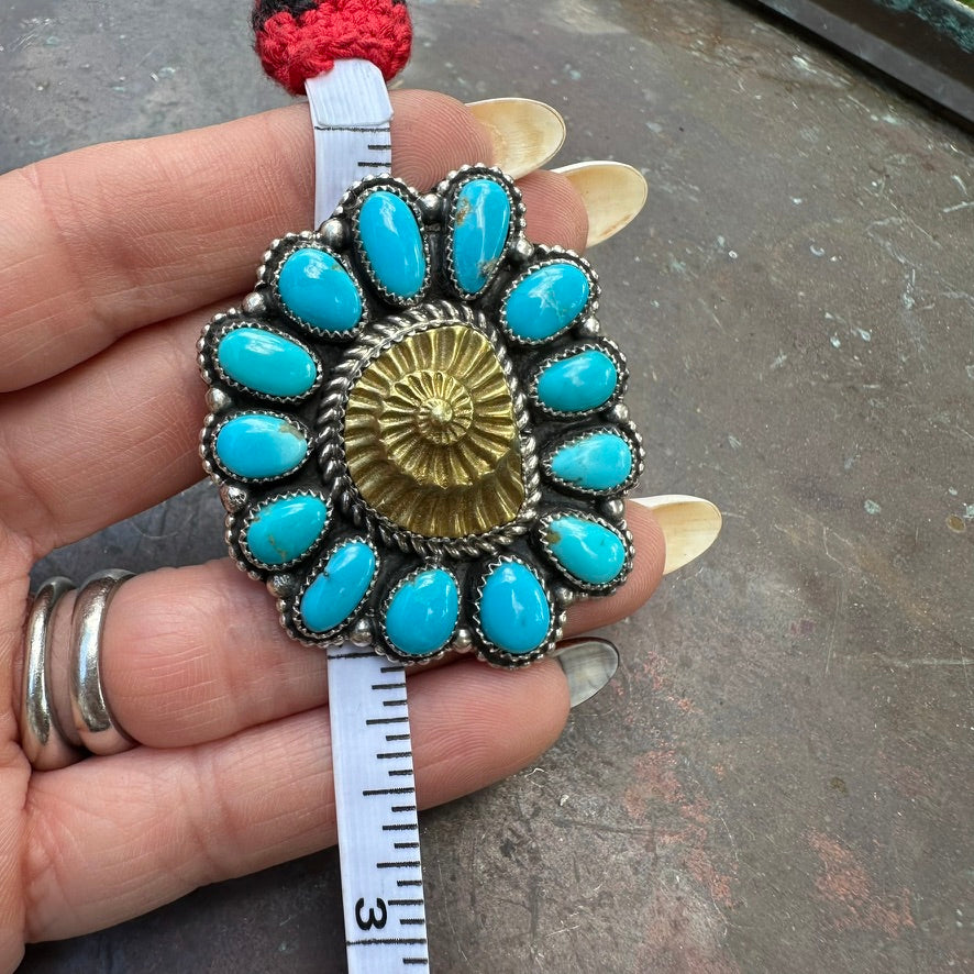 Navajo Sterling Silver and Turquoise Cluster Adjustable Ring by Ednei Yabeny