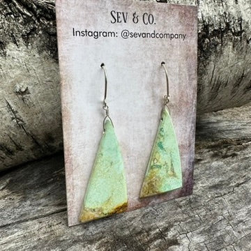 Artisan Made Sterling Silver and Australian Turquoise Light Minty Slab Earrings