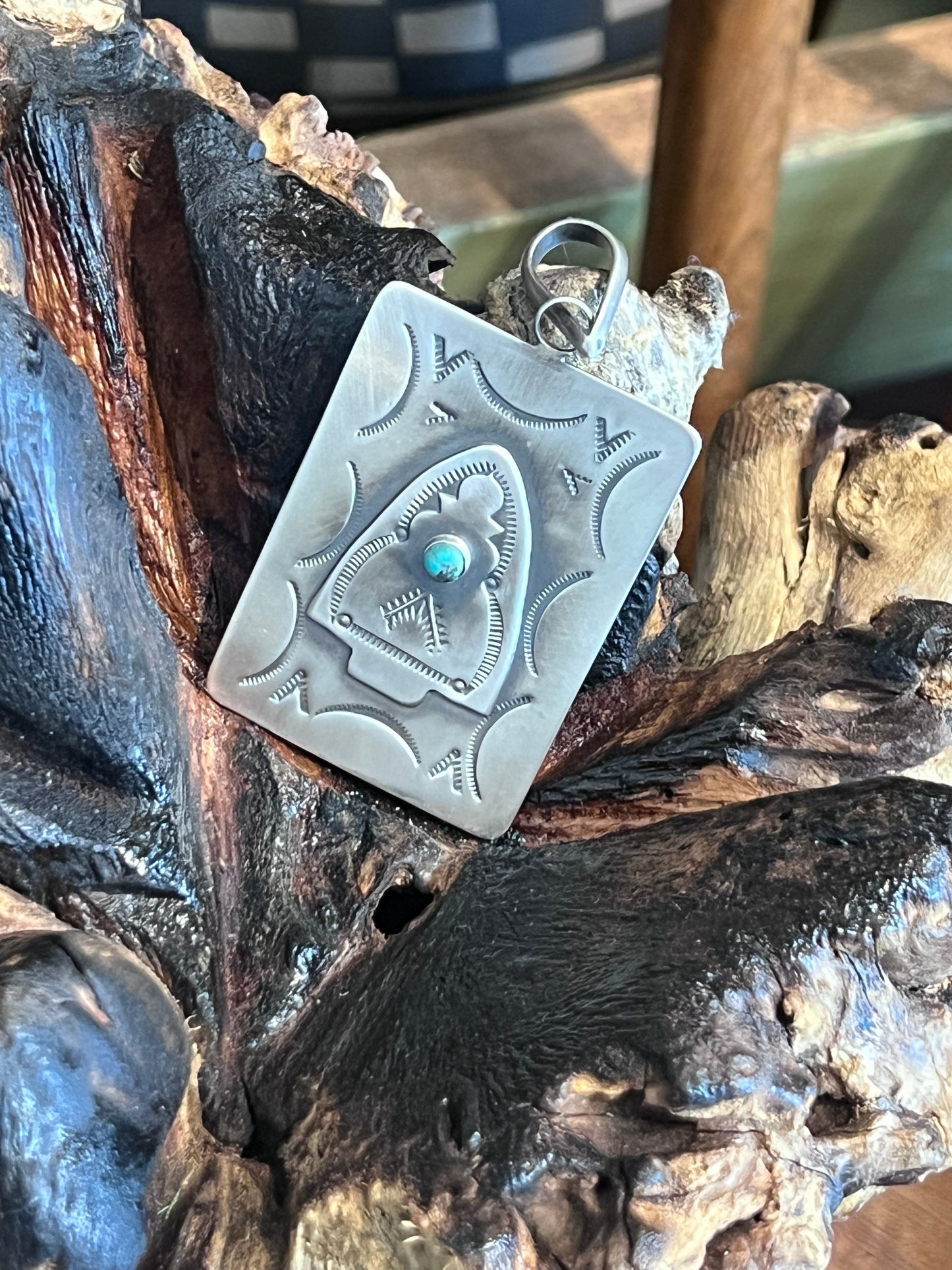 Hand Stamped Sterling Silver Fred Harvey Era Inspired Arrowhead Tag Pendant by Kimari Somers