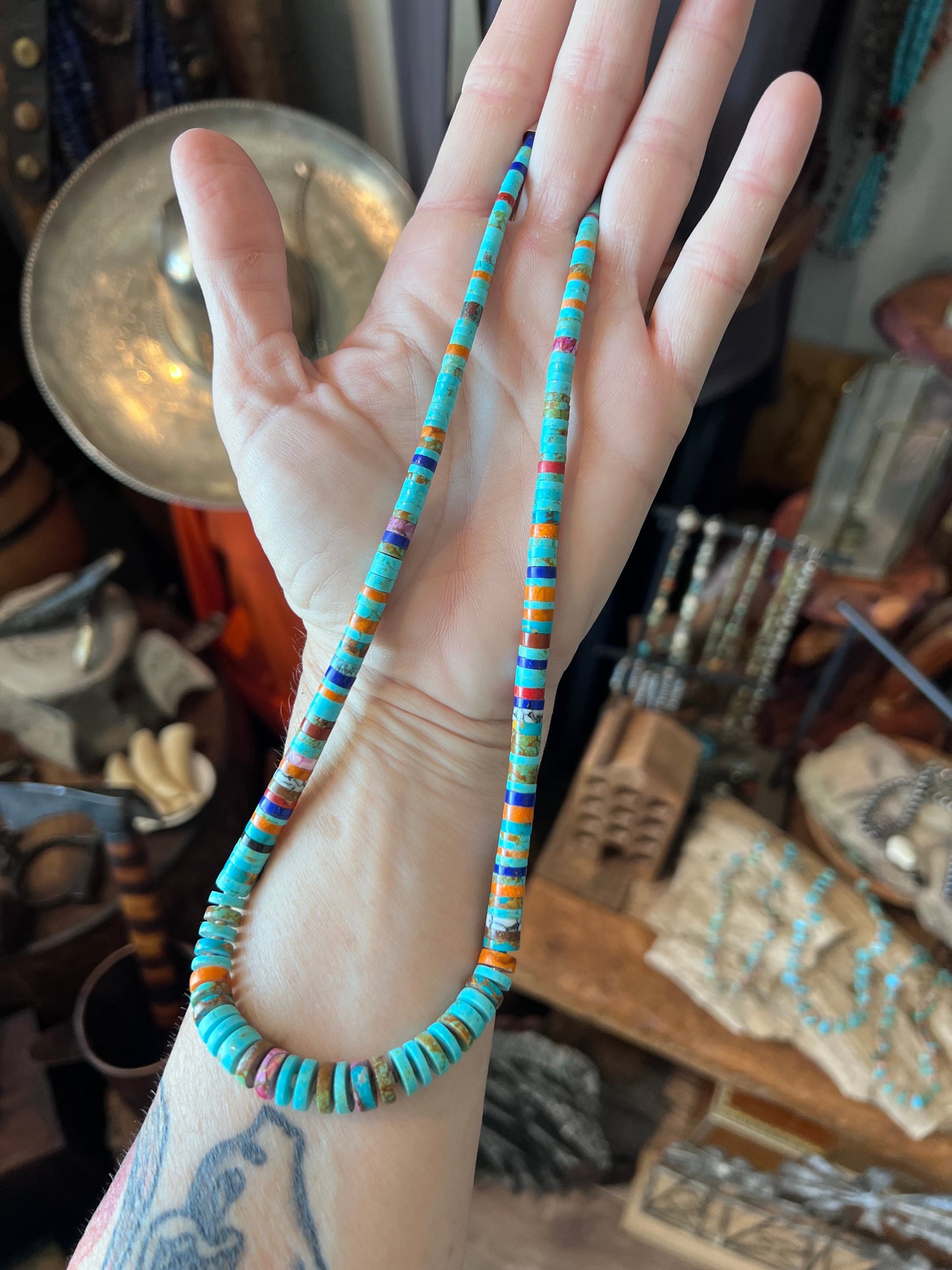 Ronald Chavez Handcrafted Multistone Graduated Heishi Bead Necklace, 21-1/2 inches