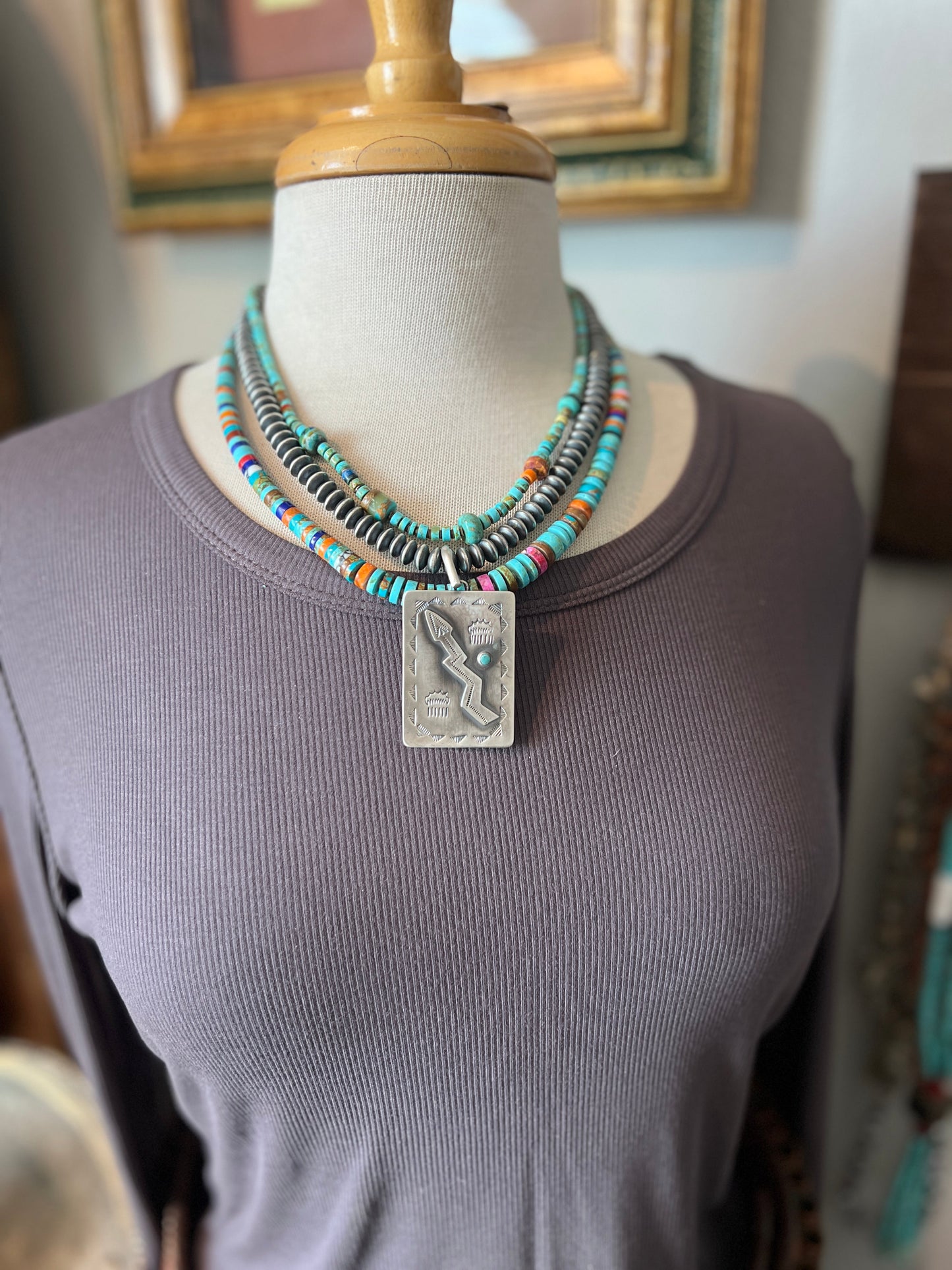 Hand Stamped Sterling Silver Fred Harvey Era Inspired Single Lightning Arrow Tag Pendant by Kimari Somers