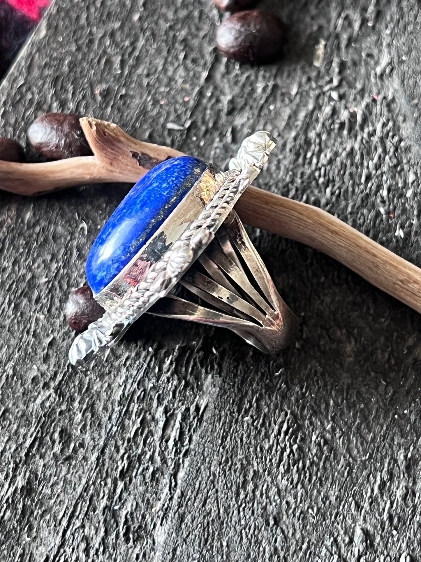 Rosella Paxson Sterling Silver and Lapis Lazuli Single Stone Ring, Size 7-7.5