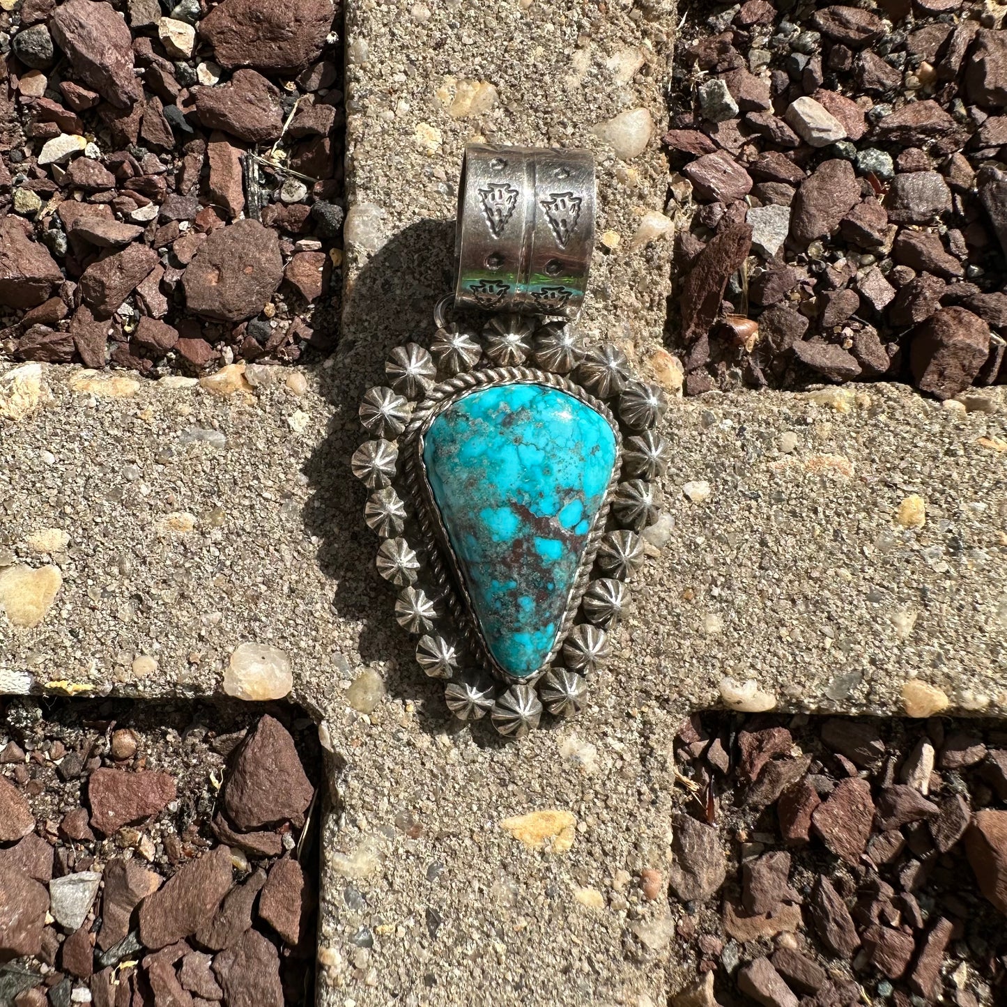 Navajo Made Sterling Silver and Turquoise Pendant by Leigha Cleveland