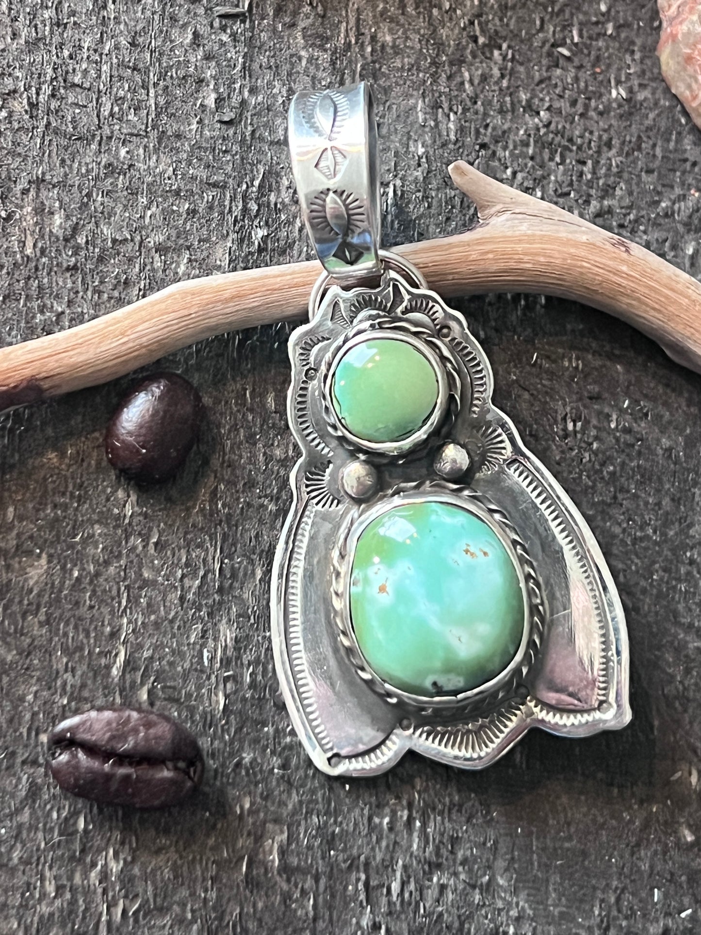 Kimari Somers Sterling Silver and Royston Turquoise Moth Pin/Pendant