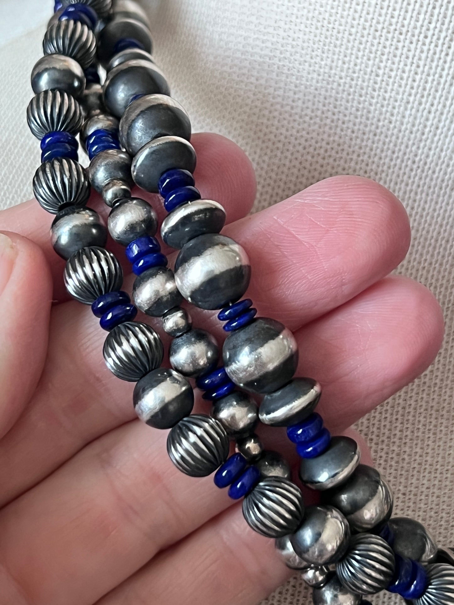 LaRose Ganadonegro & Geneva Apachito Sterling Silver and Lapis Lazuli Necklace and Earrings Set