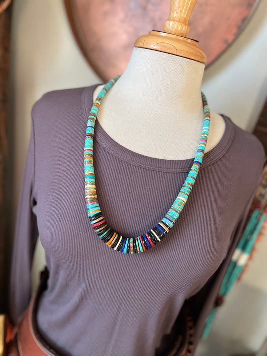 Ronald Chavez Handcrafted Multistone Heishi Beaded Necklace, #2