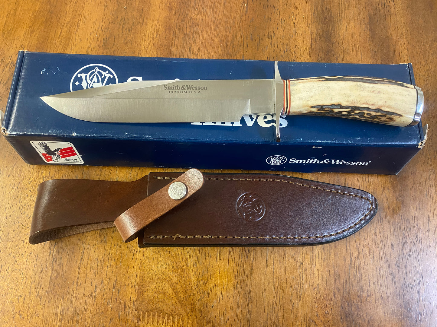 First production Run Smith & Wesson SW-1 Custom Stag Sheath Knife #141