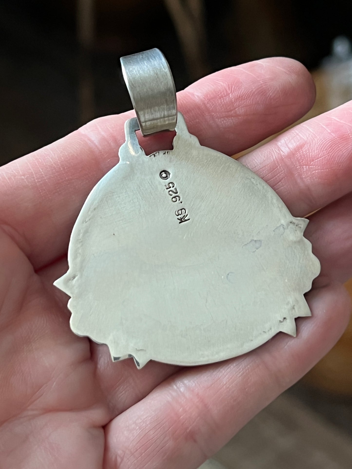 Sterling Silver and Royston Turquoise Pendant by Kimari Somers
