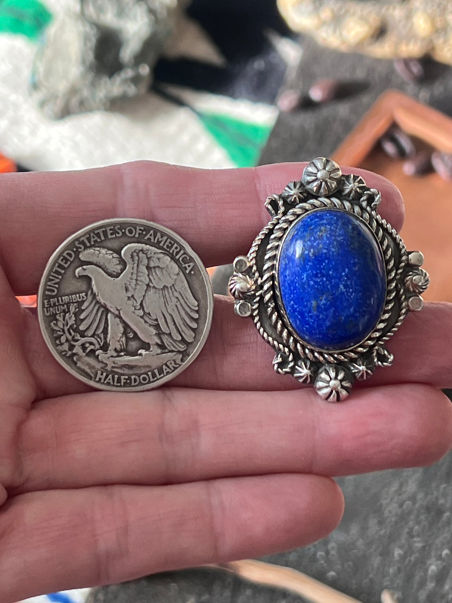 Rosella Paxson Sterling Silver and Lapis Lazuli Single Stone Ring, Size 7-7.5