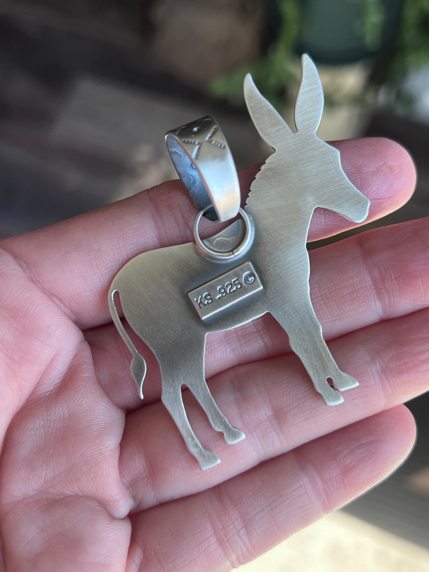 Sterling Silver and Turquoise Donkey Pendant by Kimari Somers