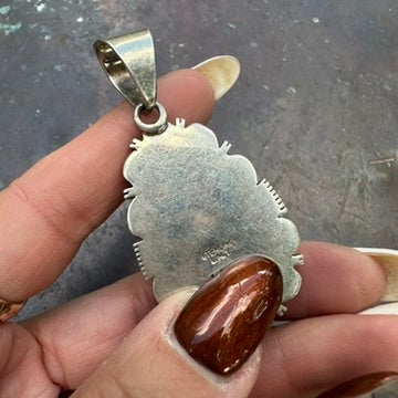 Navajo Made Sterling Silver and Turquoise Pendant by Larry Moses Yazzie