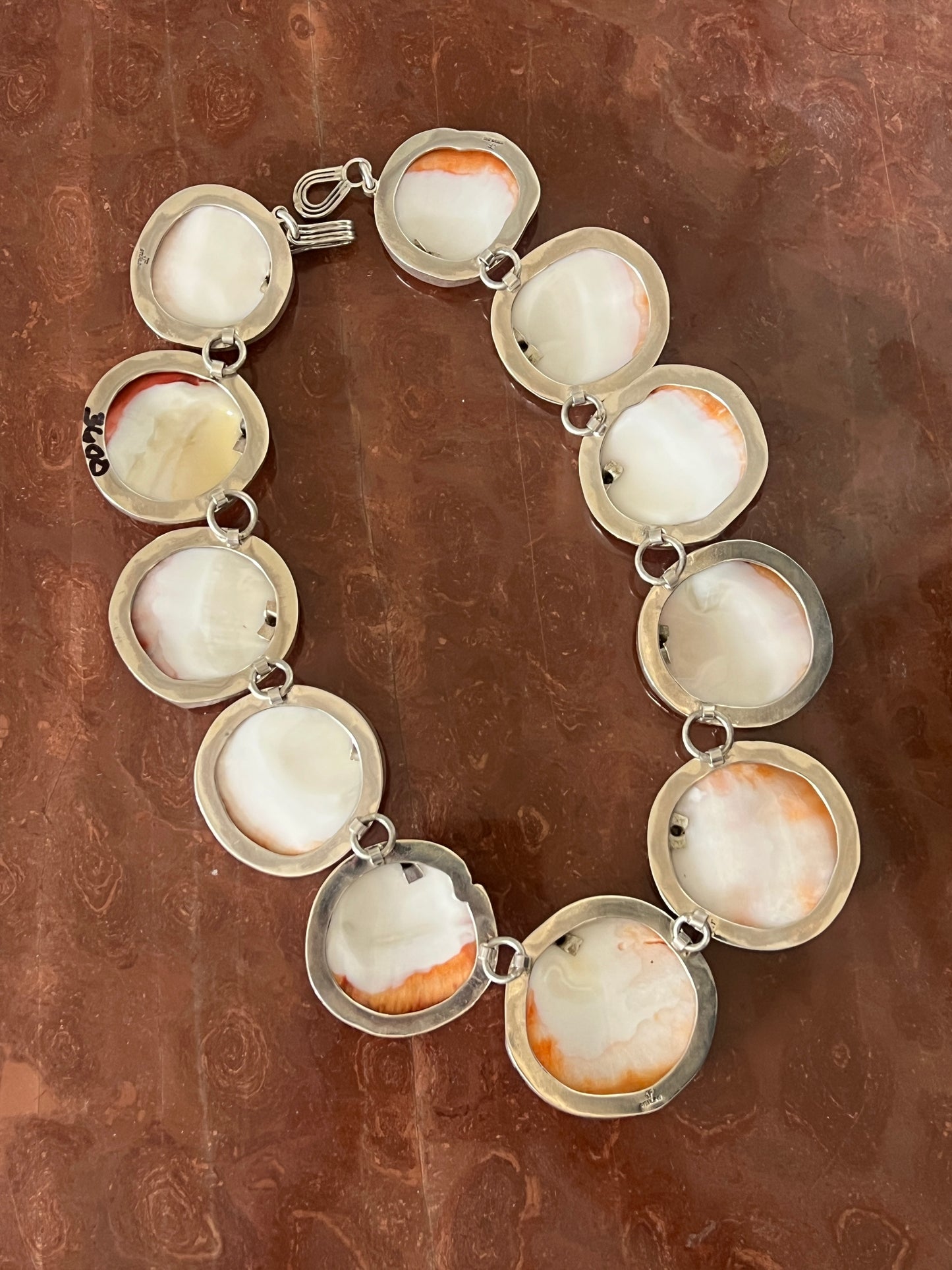 Stunning Sterling Silver, Spiny Oyster Shell and Turquoise Statement Necklace by Federico Jimenez