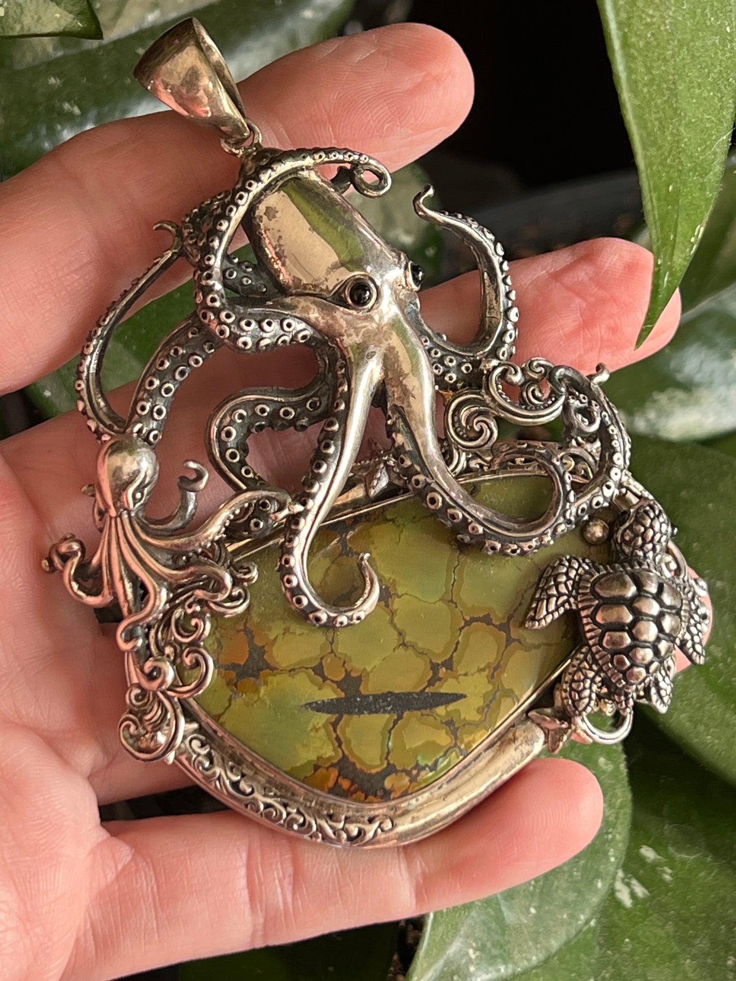 Sterling and Hubei Turquoise Sea Life Pendant