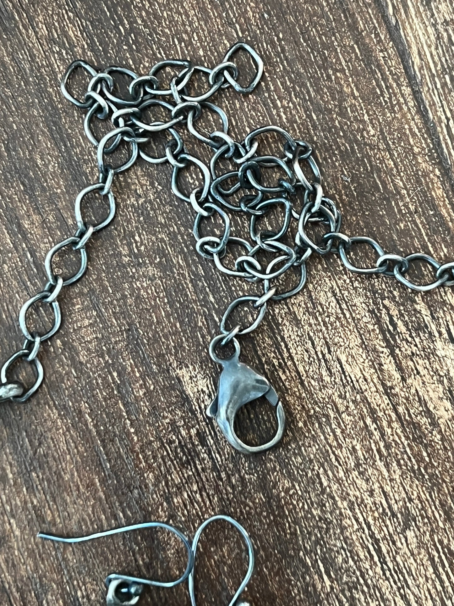 Fabulous Navajo Sterling Silver and Blue Moon Turquoise Cluster Necklace and Earrings Set by Bobby Johnson