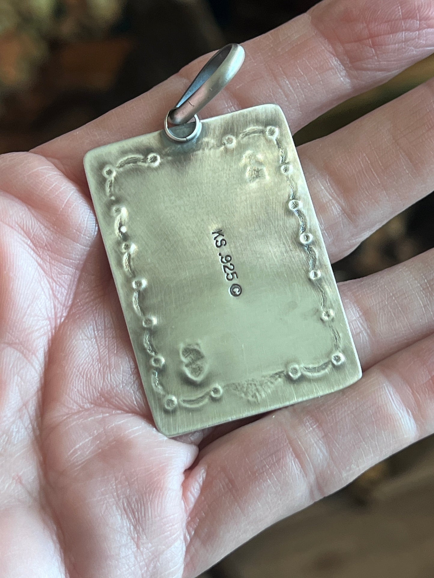 Hand Stamped Sterling Silver Fred Harvey Era Inspired Reverse Arrows Tag Pendant by Kimari Somers