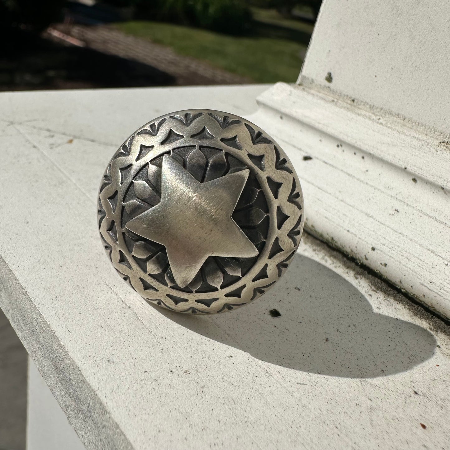 Sterling Silver Domed Star Ring by Navajo Artist, Derrick Cadman
