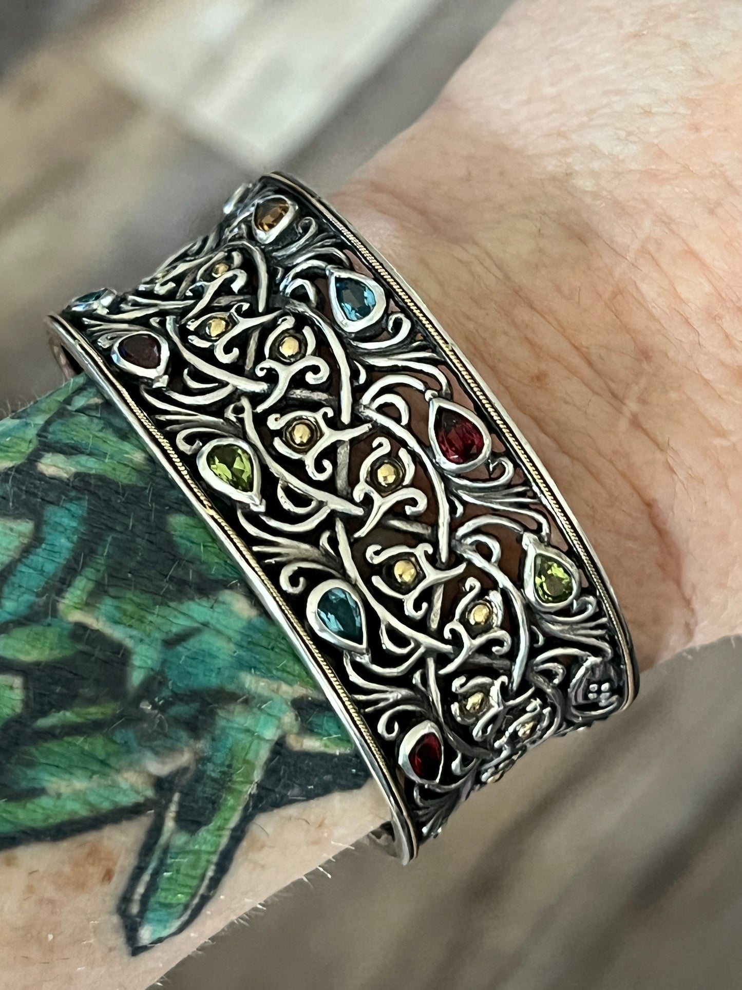 Effy (BH) Sterling, Gemstone and 18kt Gold Accented Cuff Bracelet