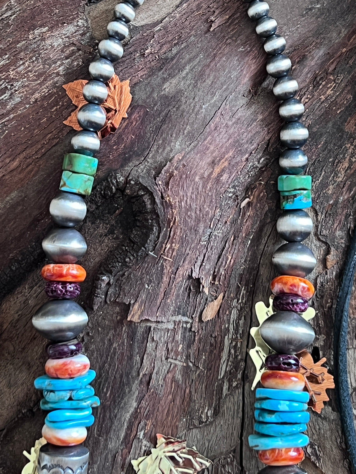 Rose Martin Sterling Silver, Spiny Oyster & Turquoise Single Strand Beaded Necklace, 18” + 1-1/2”