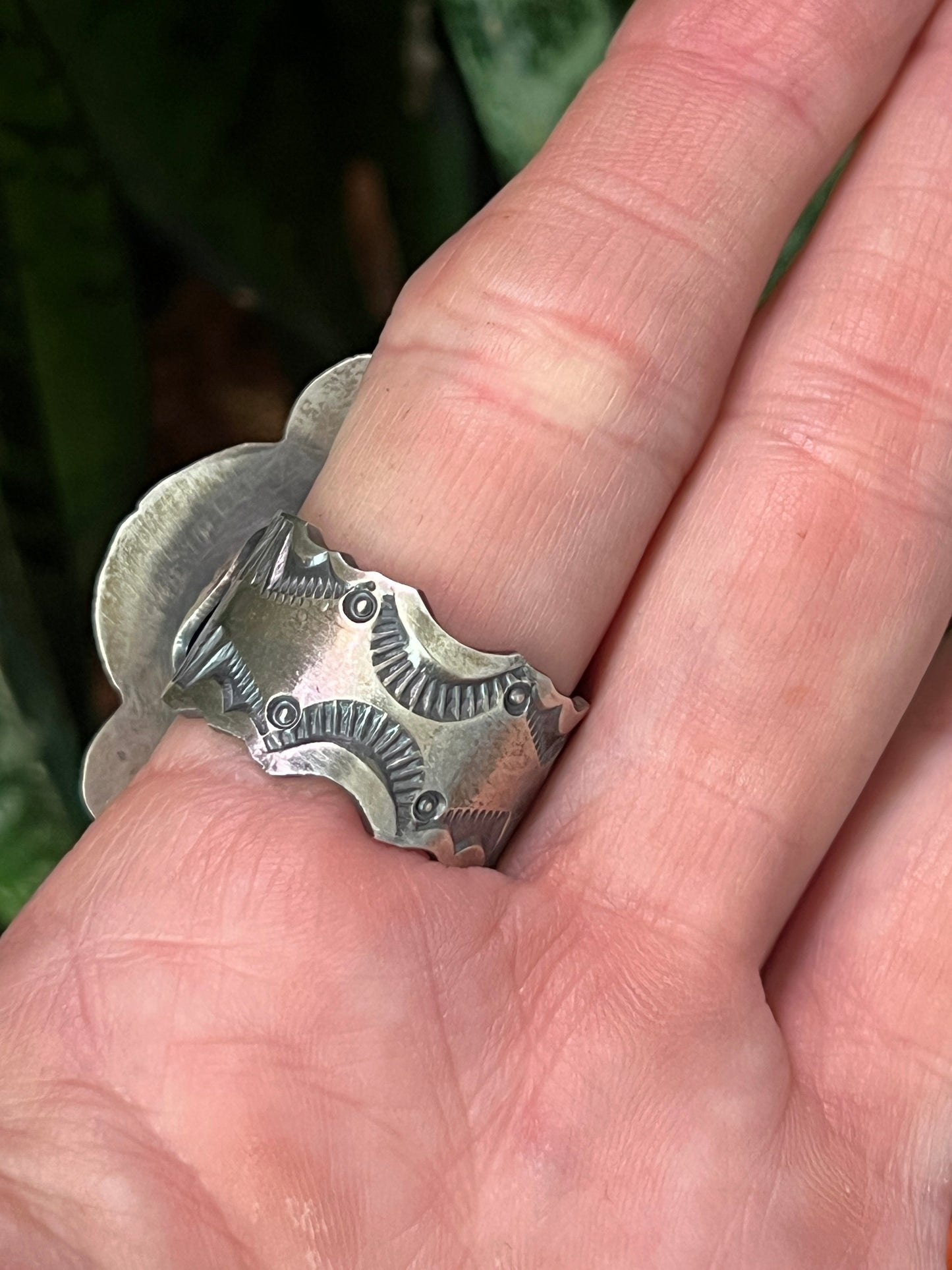 Sterling Silver and Number 8 Turquoise Ring by Navajo Artist, Gilbert Tom, Size 10.5