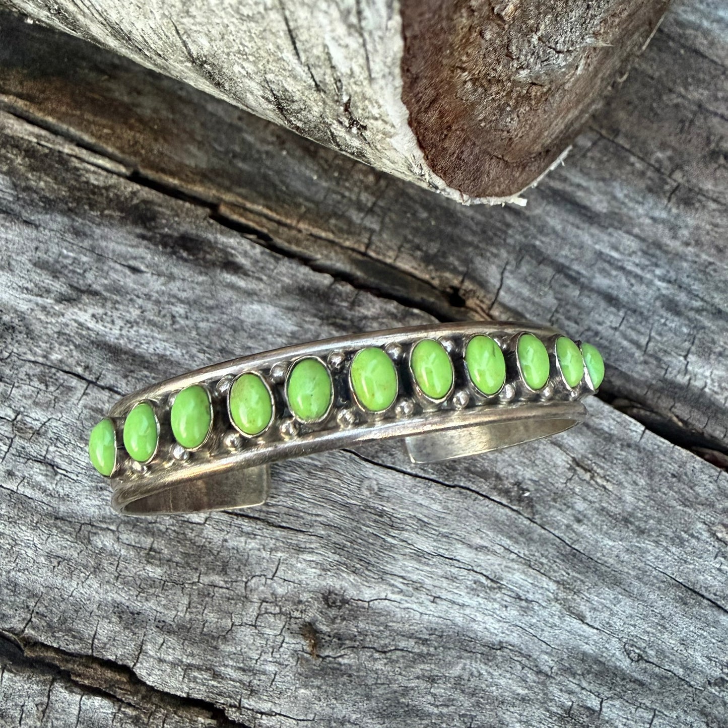 Vintage Sterling Silver and Gaspeite Bracelet Signed M