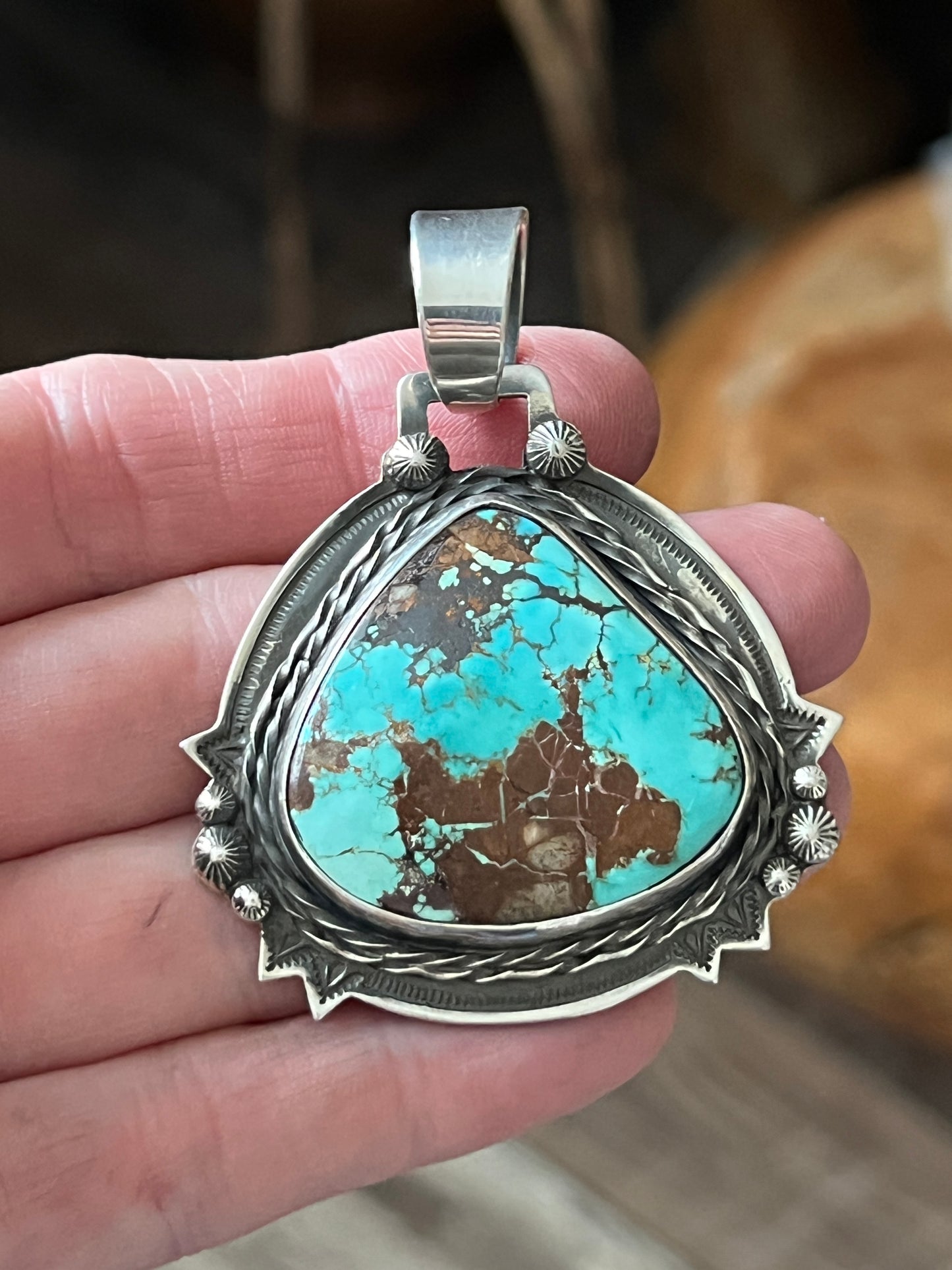 Sterling Silver and Royston Turquoise Pendant by Kimari Somers
