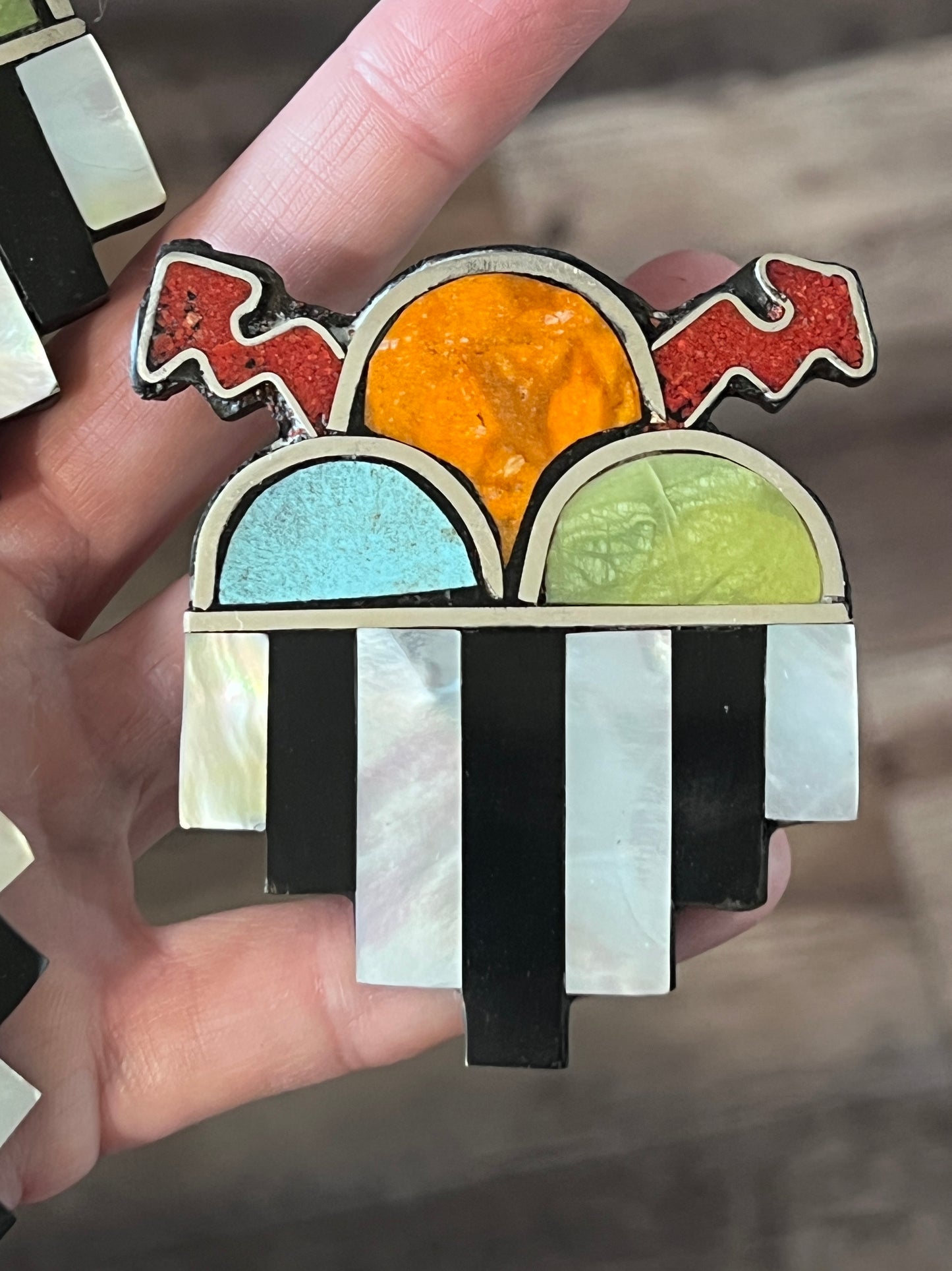 Warren Nieto Sterling Silver and Inlaid Stone Monsoon Cloud Pendants